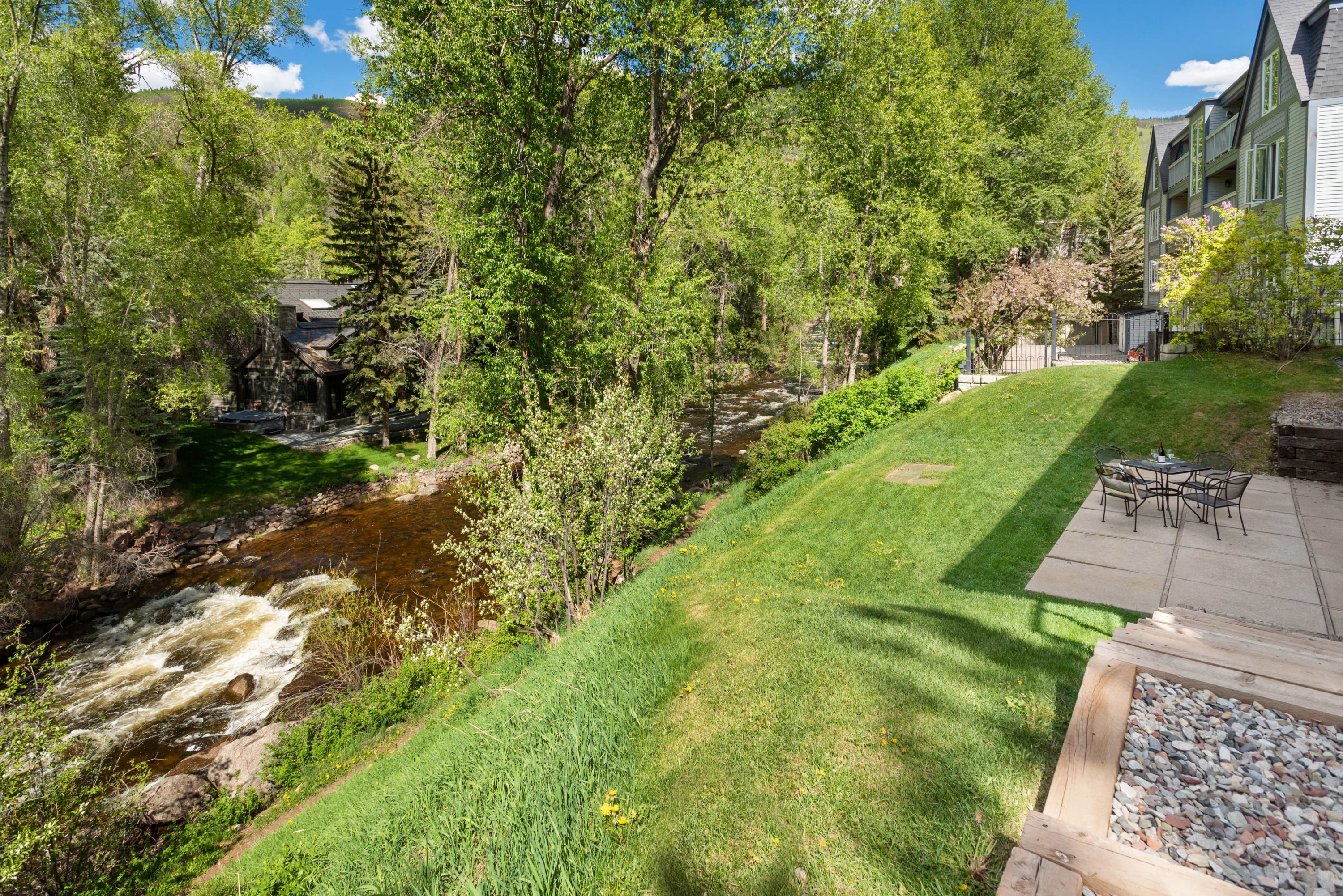 Stunning views of the Roaring Fork River below the balcony