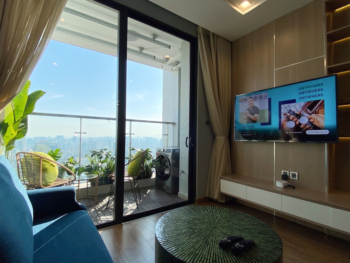 Living room with city view