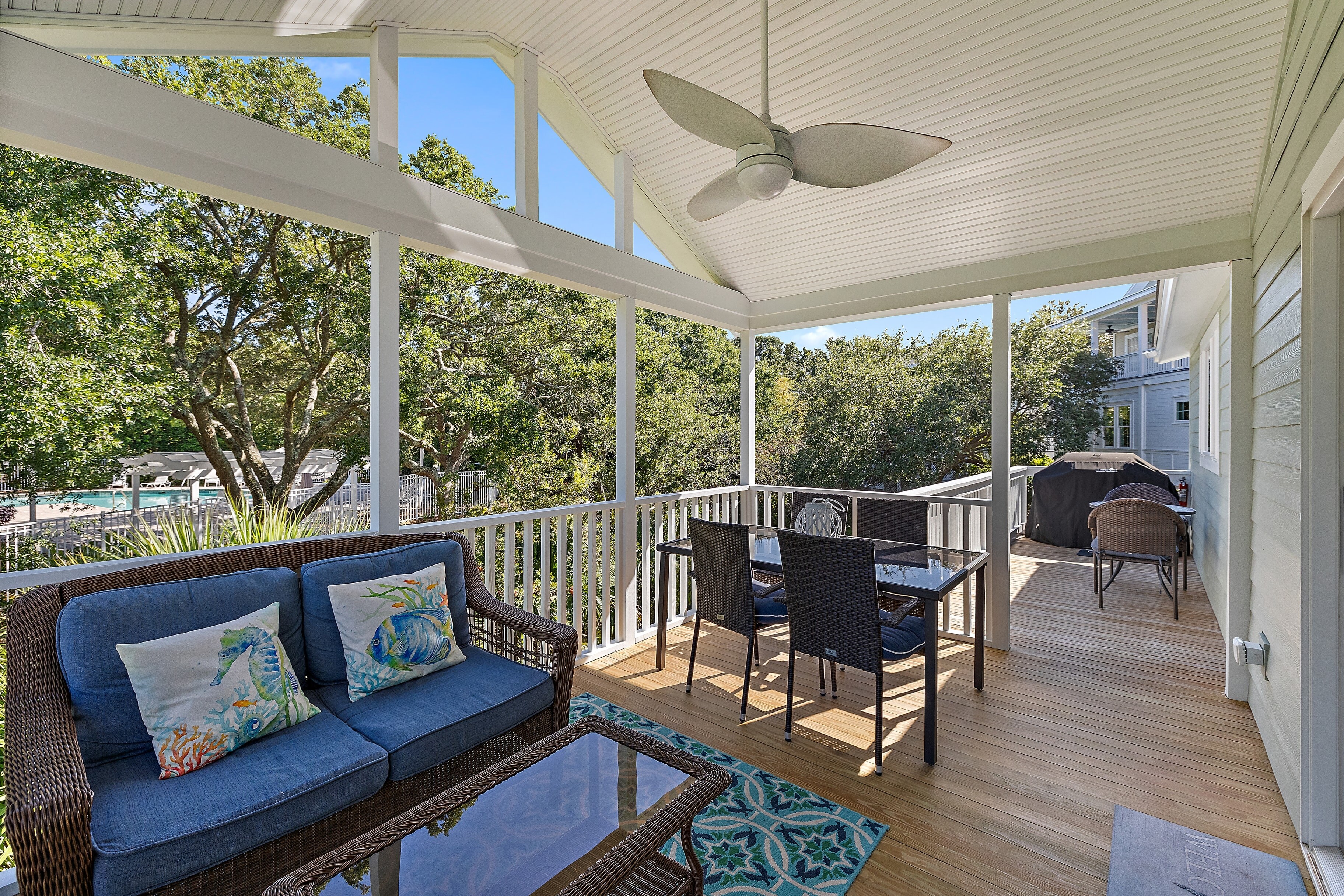 Bonus deck with seating and BBQ grill.