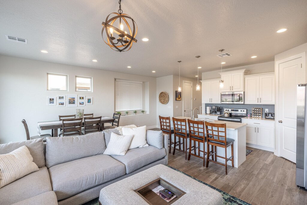 The Kitchen Island comfortably seats 4 adults and creates a great space for serving and preparing meals. 