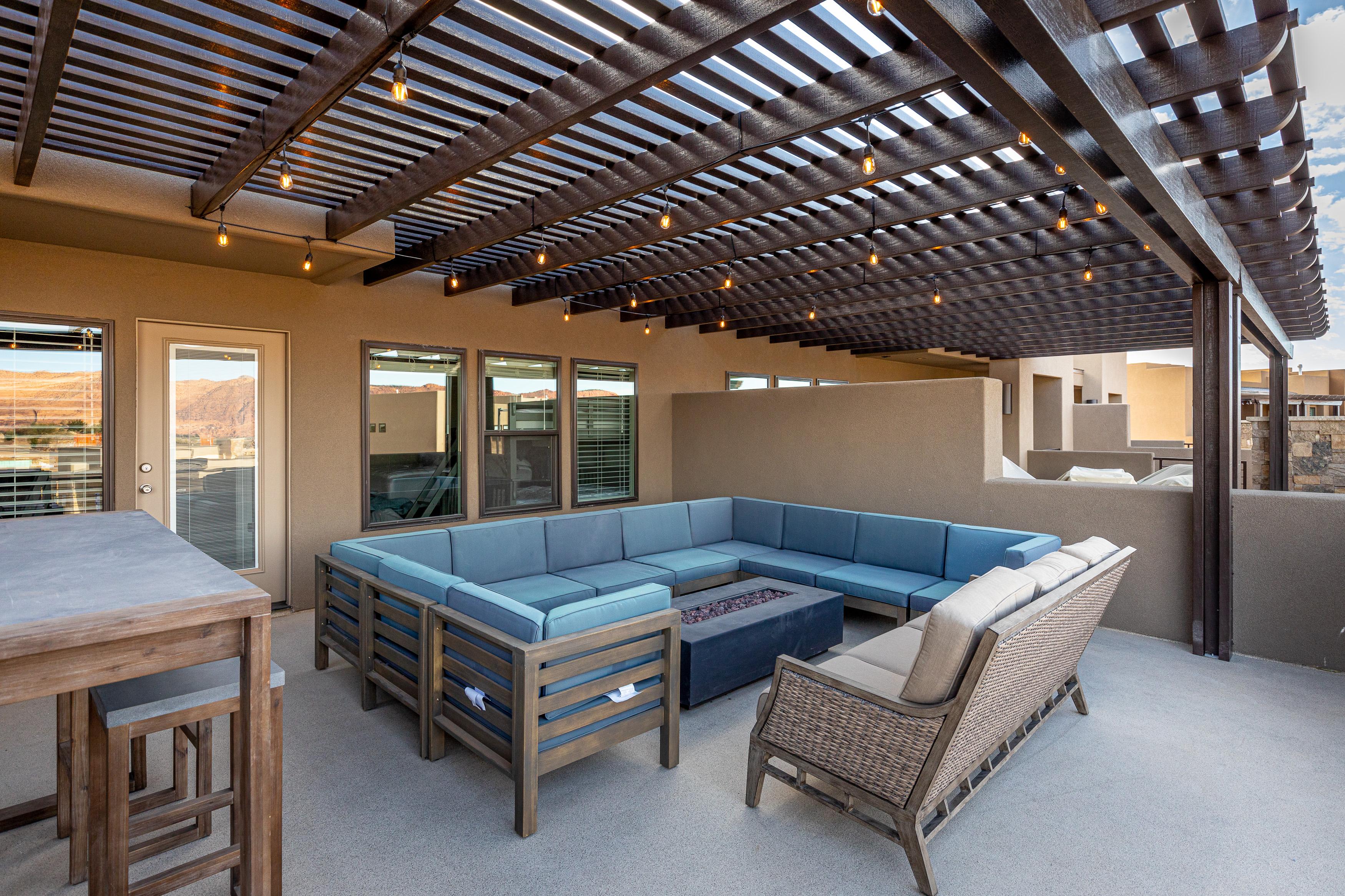 The Patio Deck is a spacious area to entertain guests while enjoying the beautiful surrounding landscapes of Snow Canyon State Park