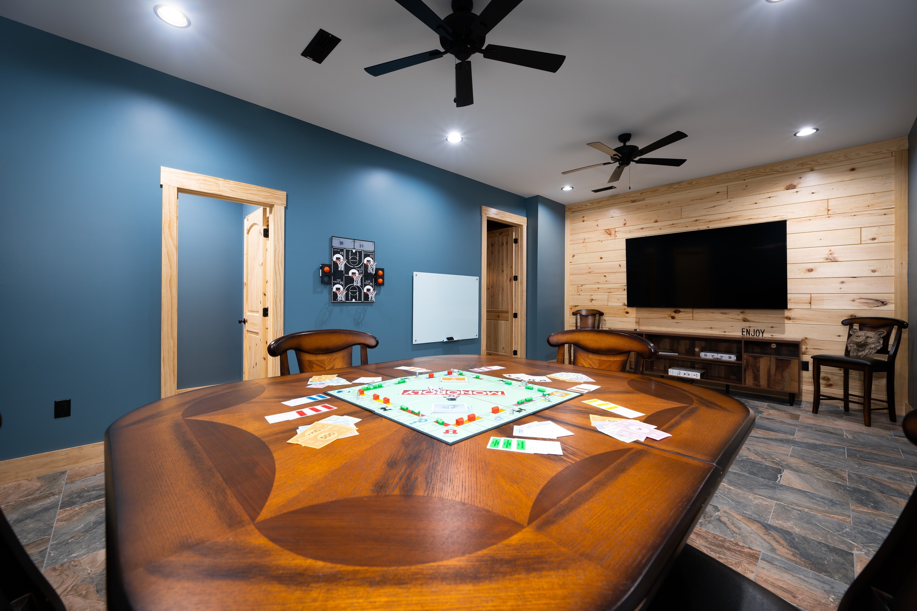 Lower Level game room situated between the living area and the theater. 