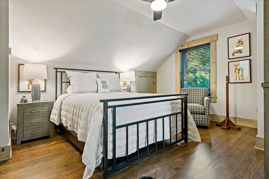 Upper Level Bedrooom with a Queen and a Twin Bunk