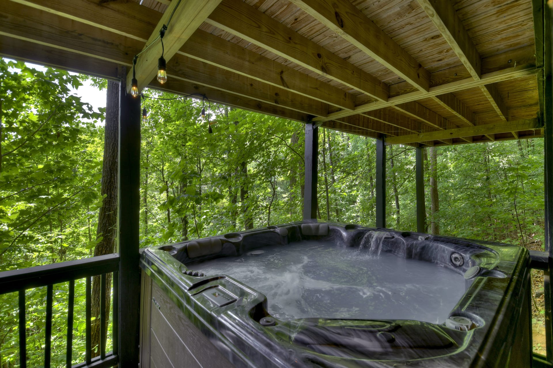 Lower level deck with hot tub and seating