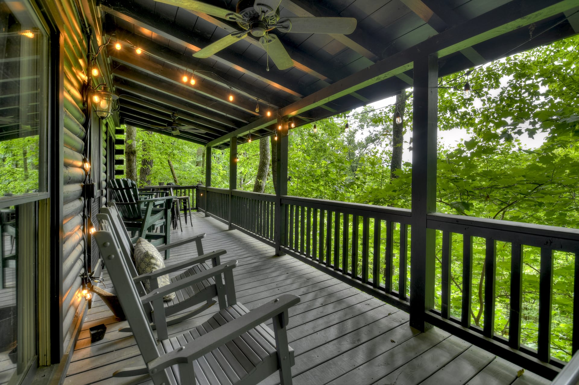 Main floor porch with exterior seating