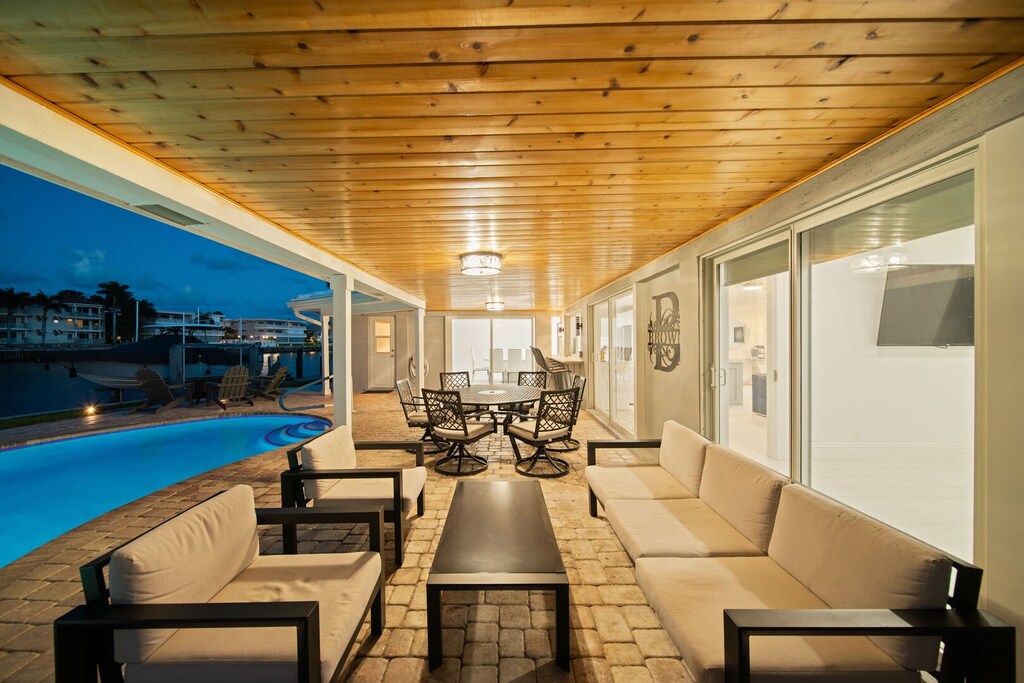 Large outdoor shaded seating area
