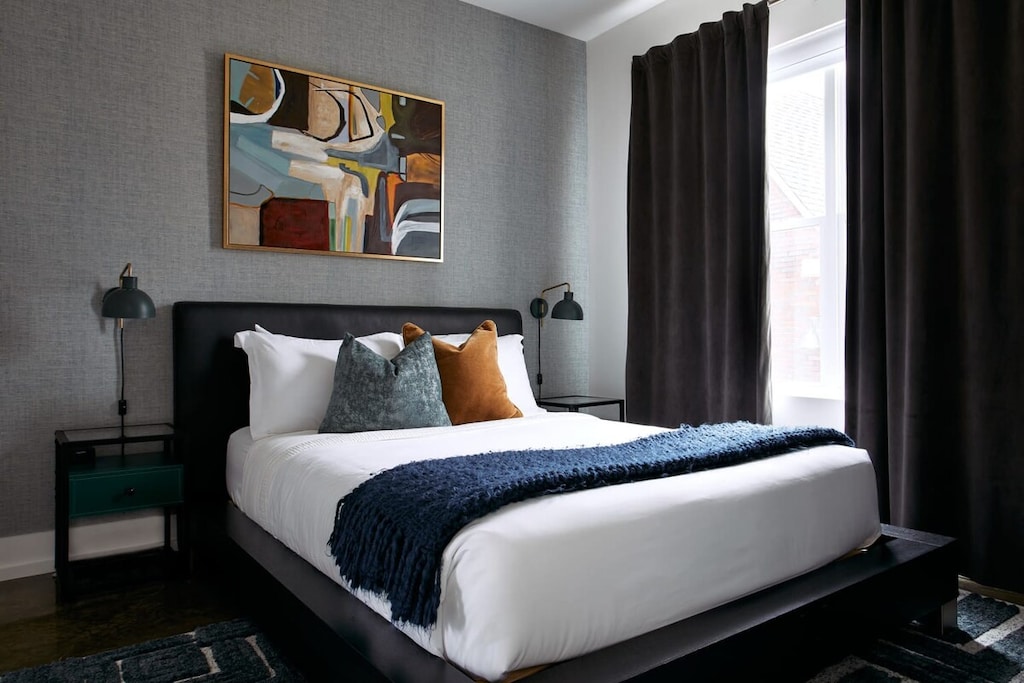 This queen sized bedroom is as serene as it looks!