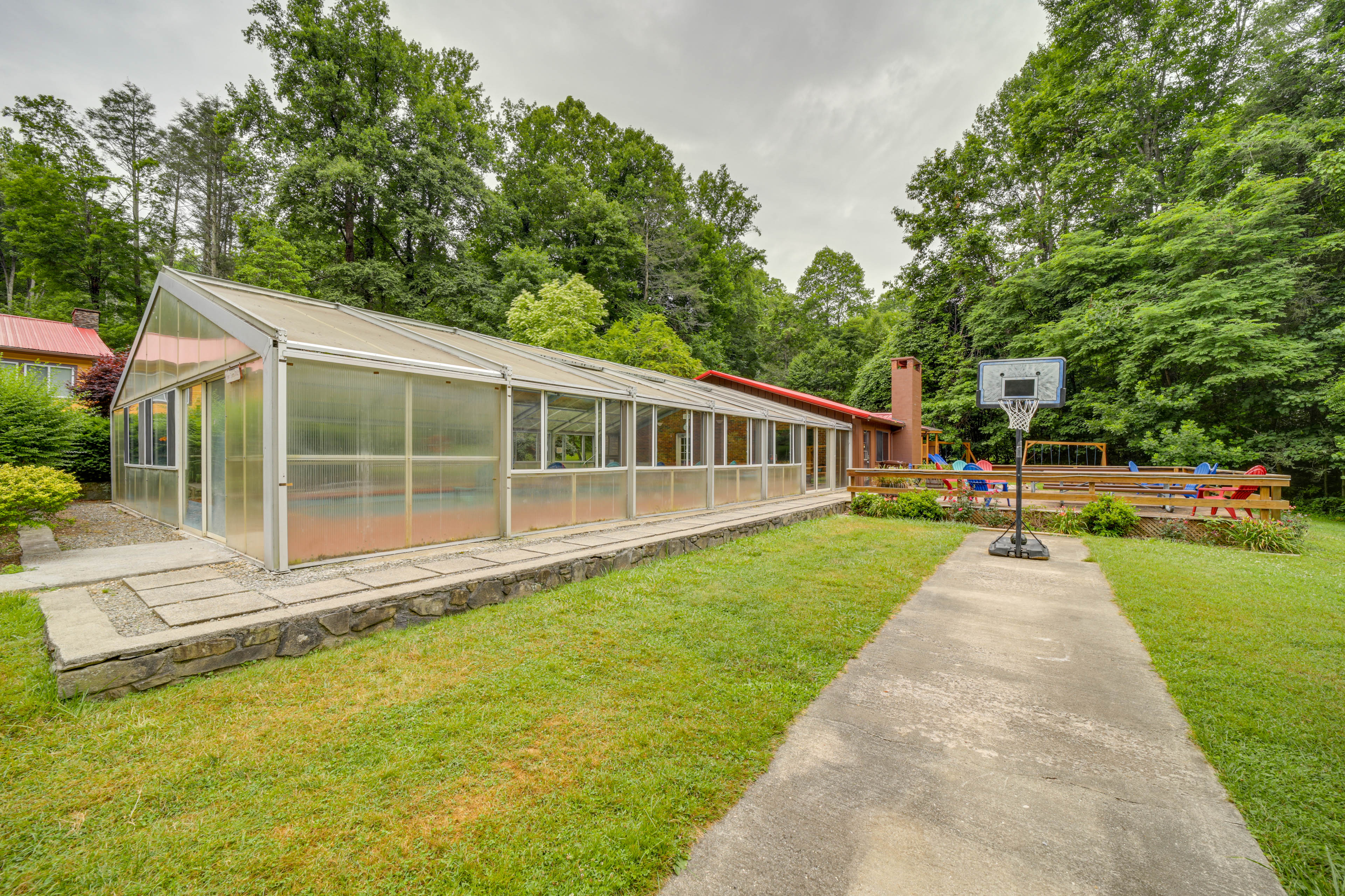 Maggie Valley Resort Home: Fire Pit, Pool & Stream