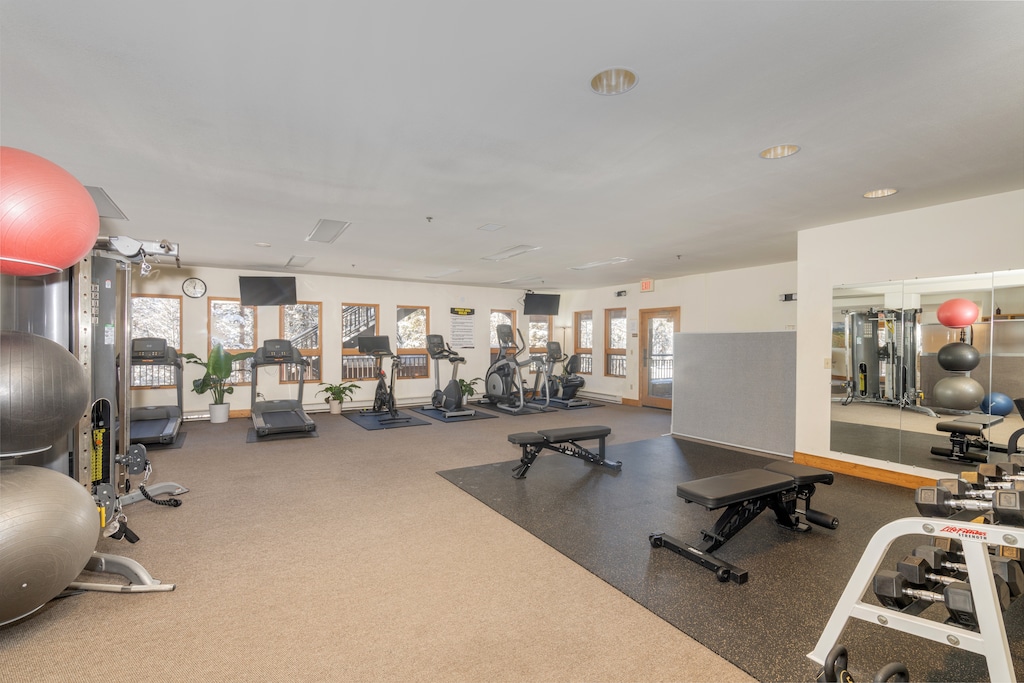 Stay active in your fully equipped fitness center with cardio machines, free weights, and flexible workout space.