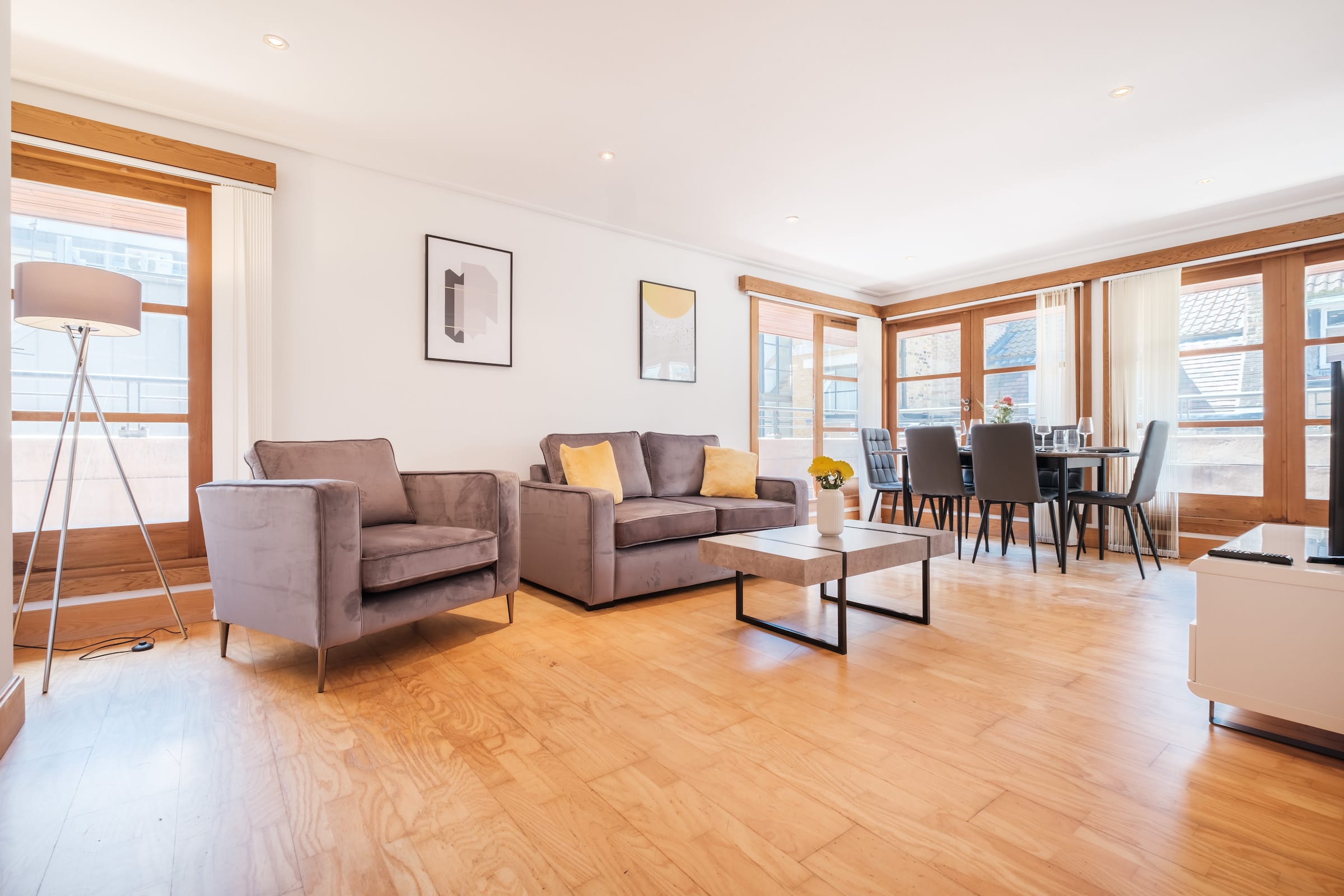 The open-plan living and dining area