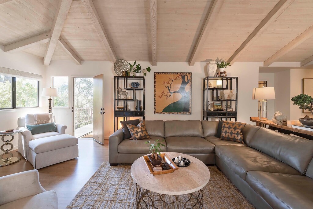 Living Room with Fireplace and HDTV