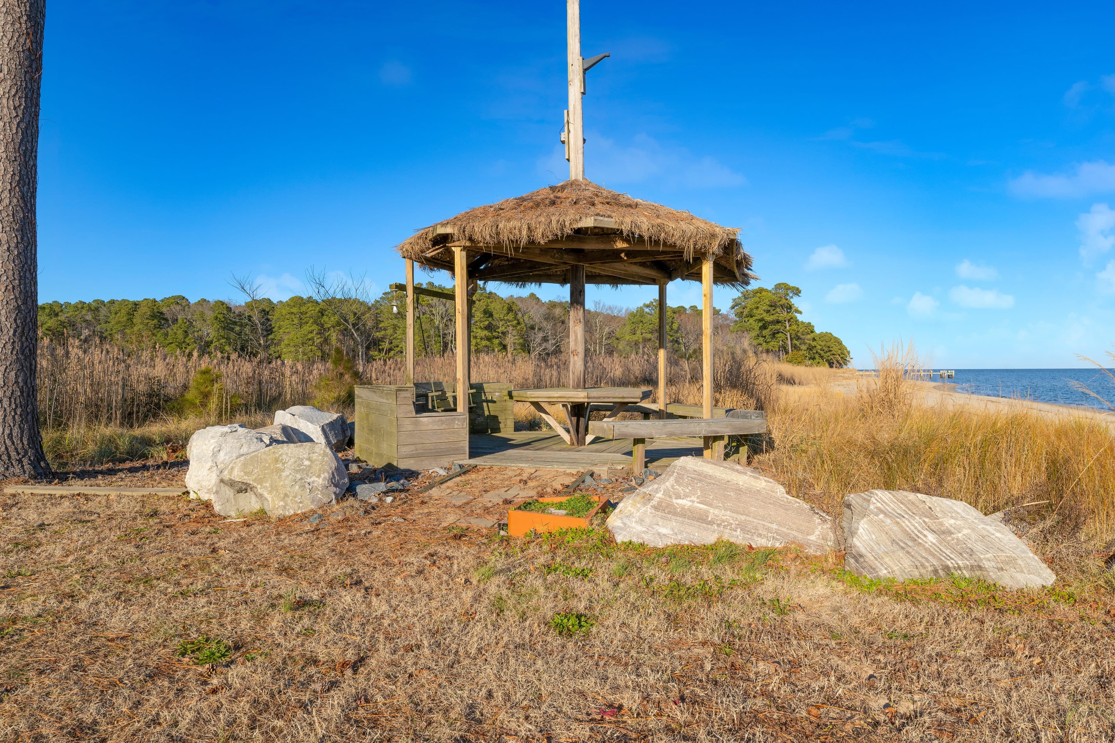 Beachside gazebo.