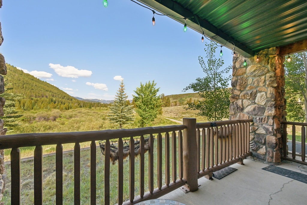 Private balcony with outdoor seating. 