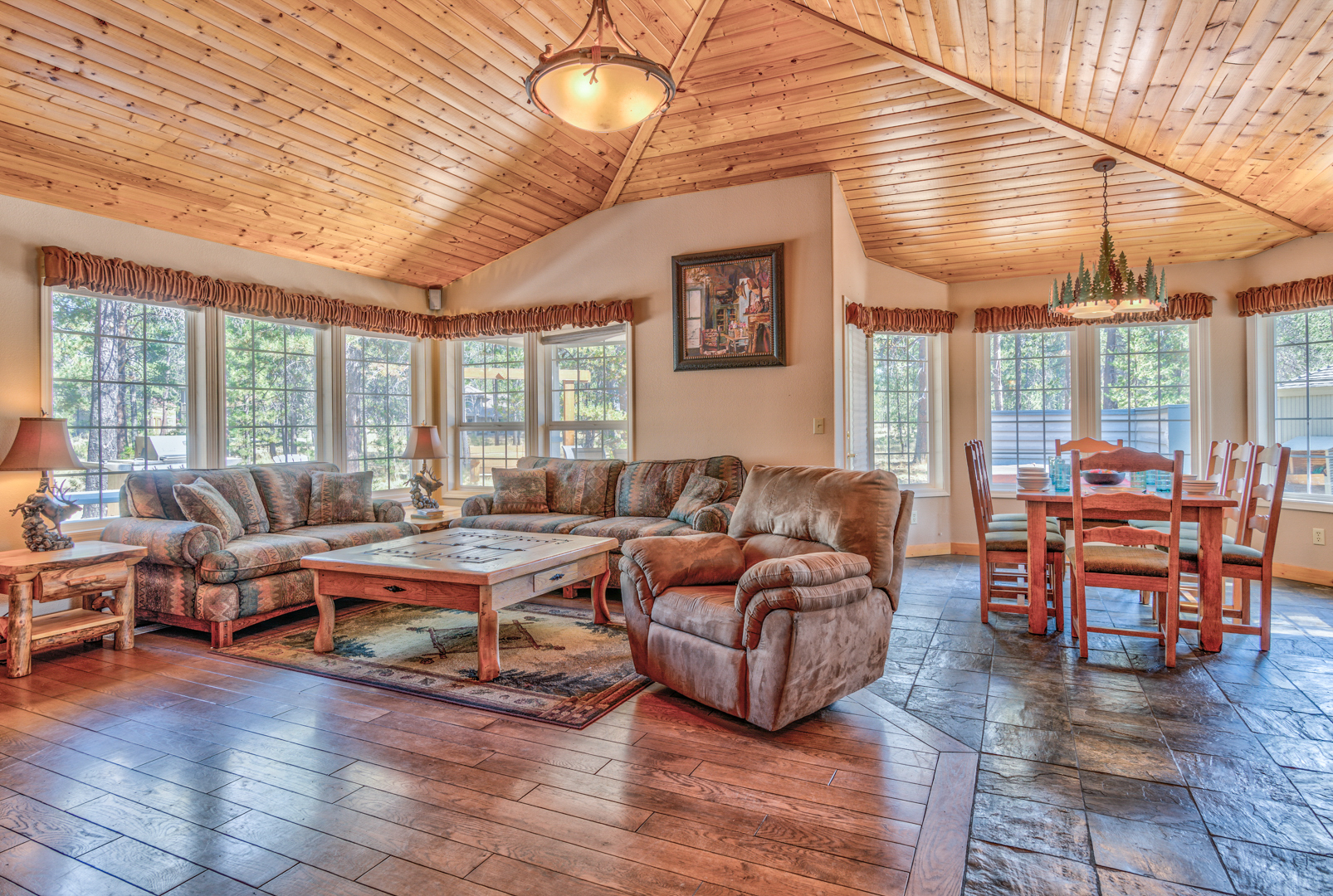 Open living room off Kitchen and Dining