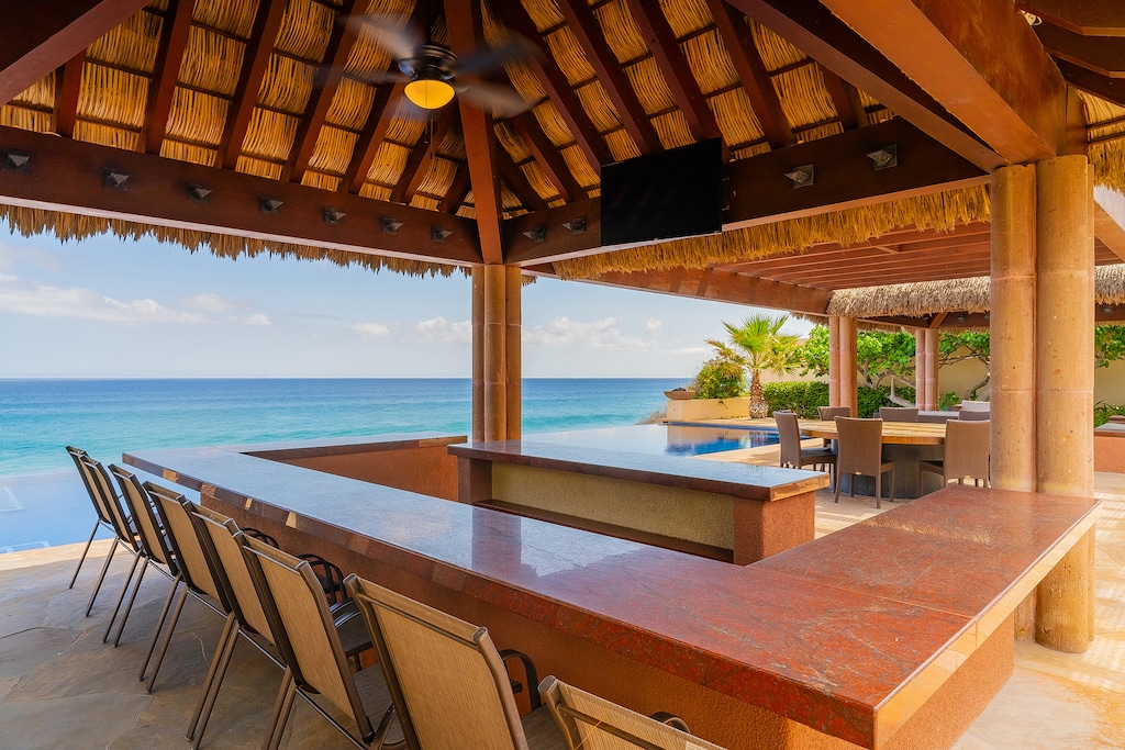 Palapa bar with ocean views