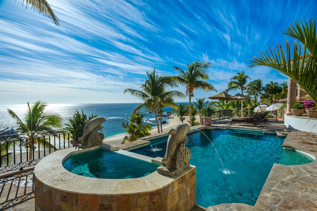 Poolside with incredible beachfront views