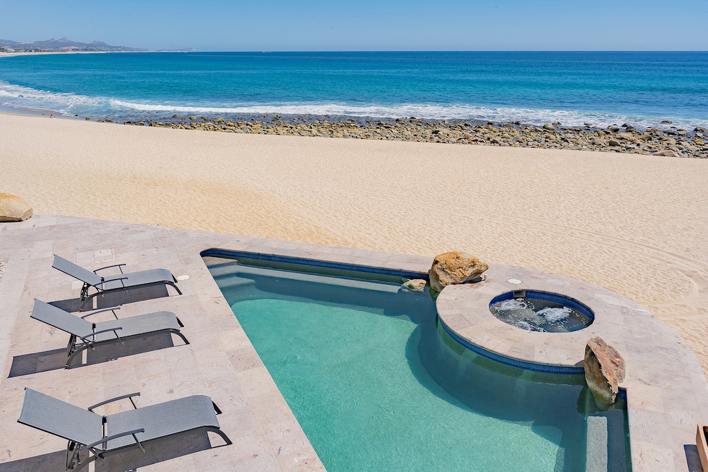 Beachfront views by the pool