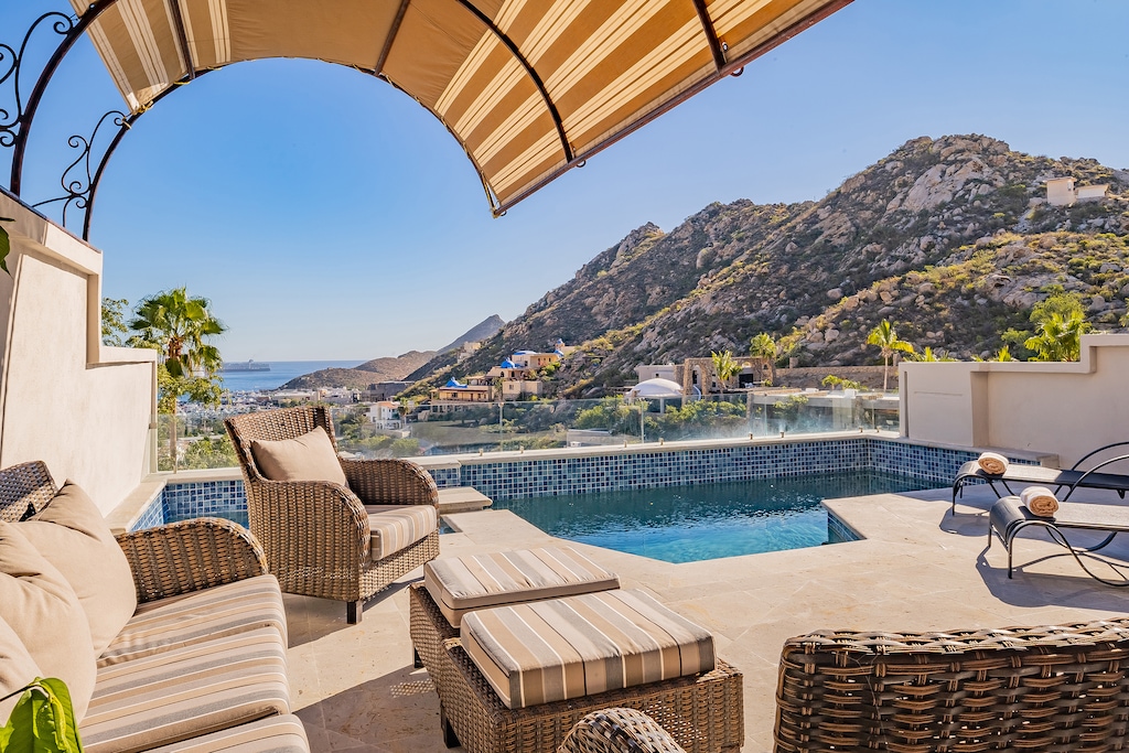 Poolside patio with Cabo ocean view