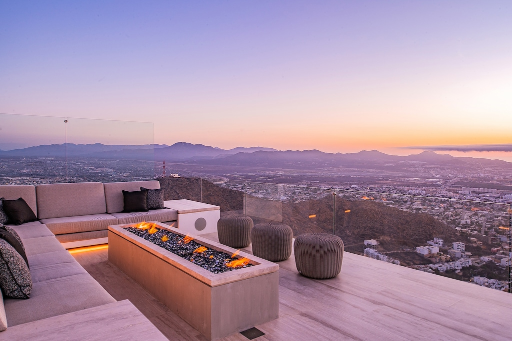 Fire pit with incredible views during sunset