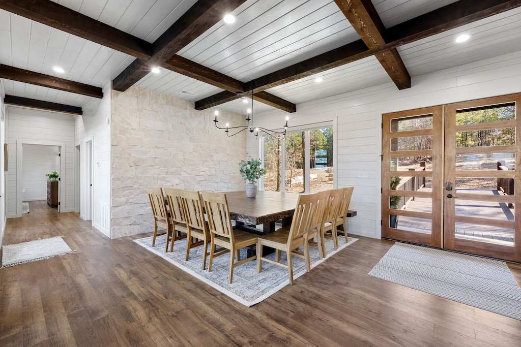 Large dining room table located by front entryway