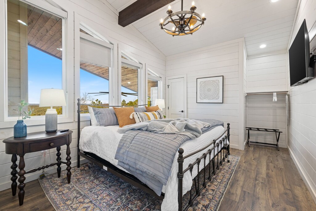 King bed upstairs with HDTV