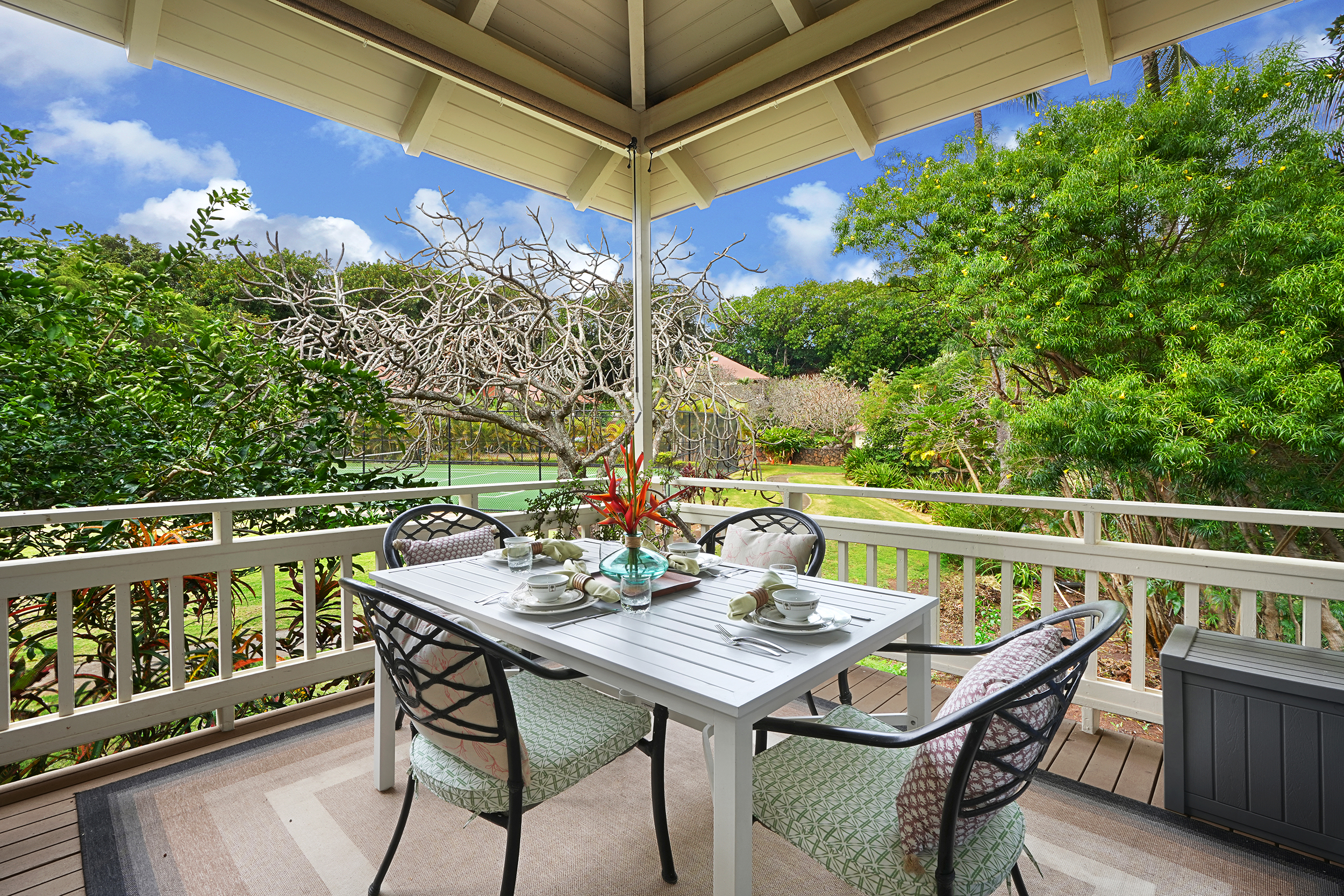 The lanai is the perfect spot for you to start the day with a coffee or unwind with a book in the afternoon.