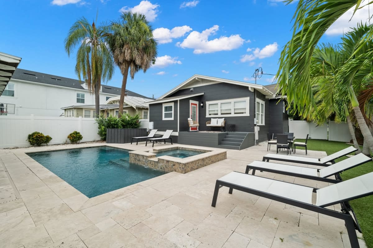 Overview of Private Pool and Poolside Loungers