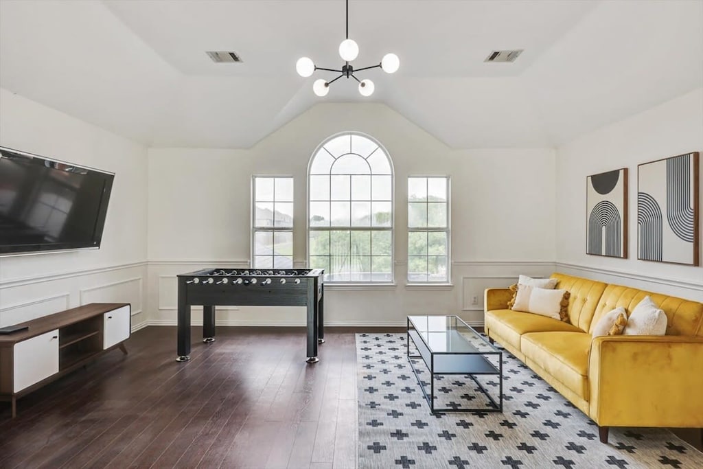 Feeling competitive? Bring your A-game to this living room and challenge your friends to foosball!