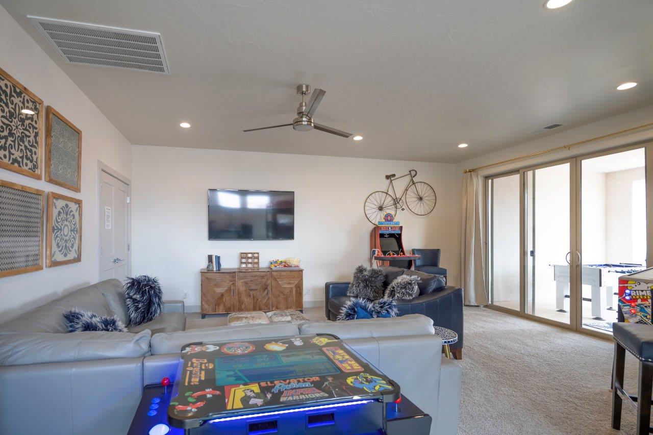 Arcades and games in the upstairs living room