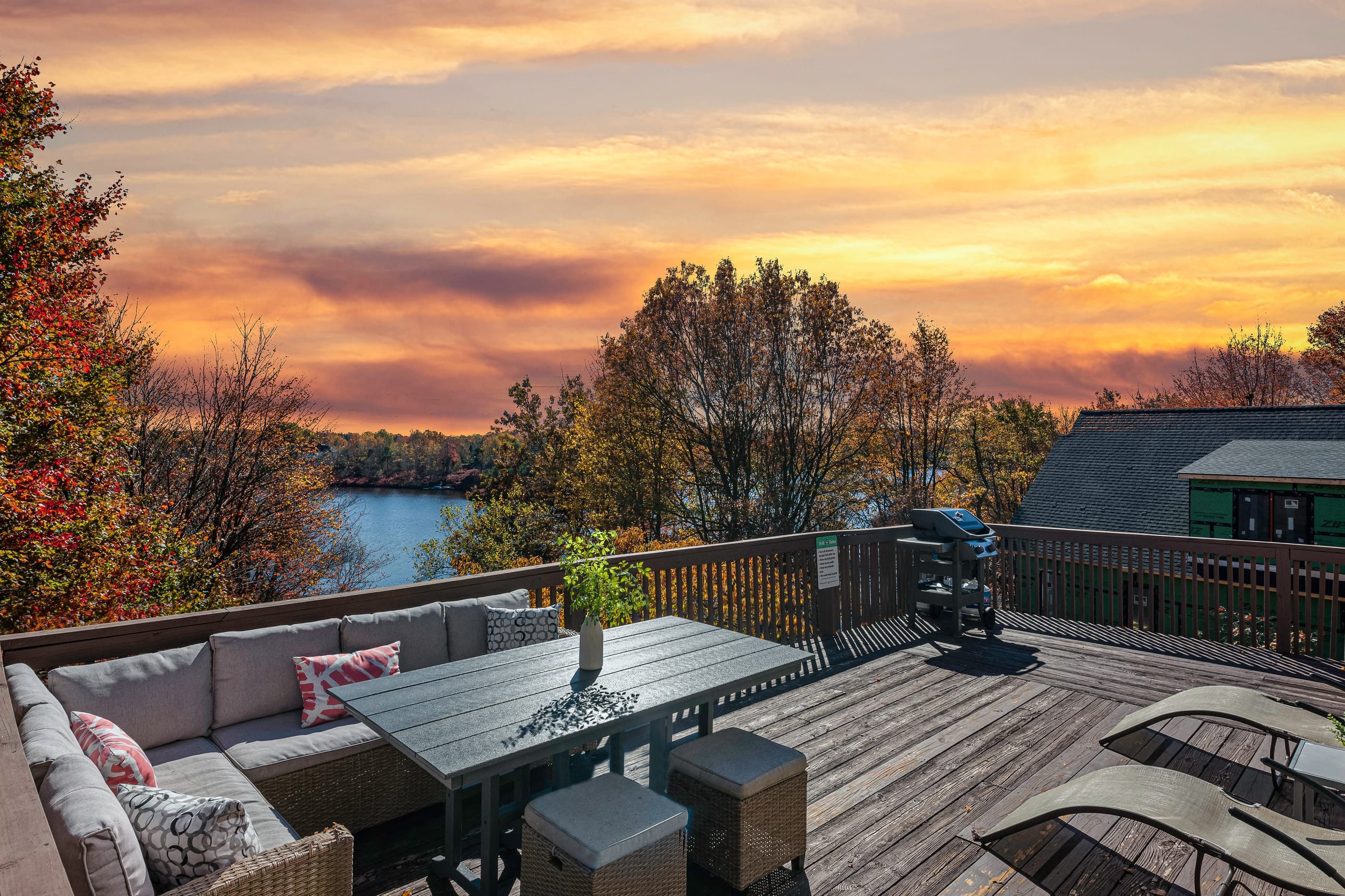 Deck with a view of the surrounding landscape.