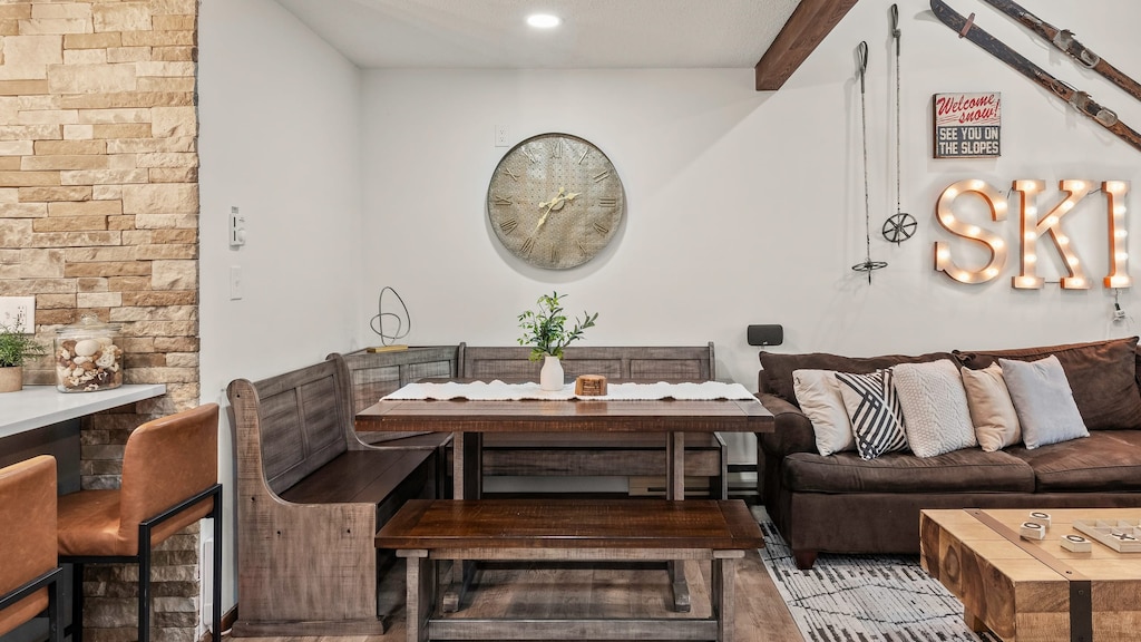 Living and dining are connected which allows for easy entertaining and socializing. 