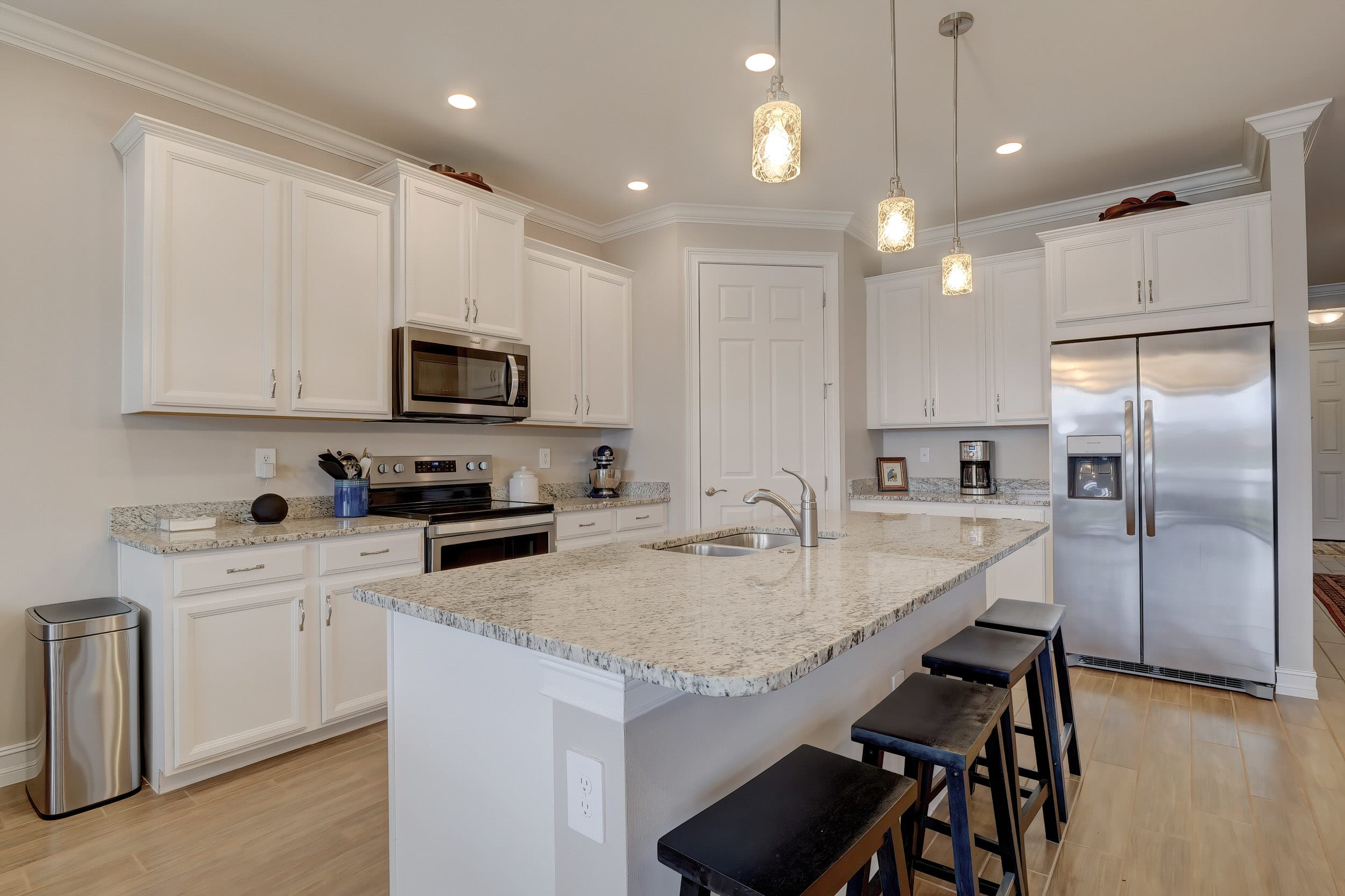 The Kitchen Includes a Instant Pot, A Blender, A Cuisanart, Wafflemaker, Electric Tea Kettle, Kitchen Aid Stand Mixer, a Toaster and a Crock Pot!