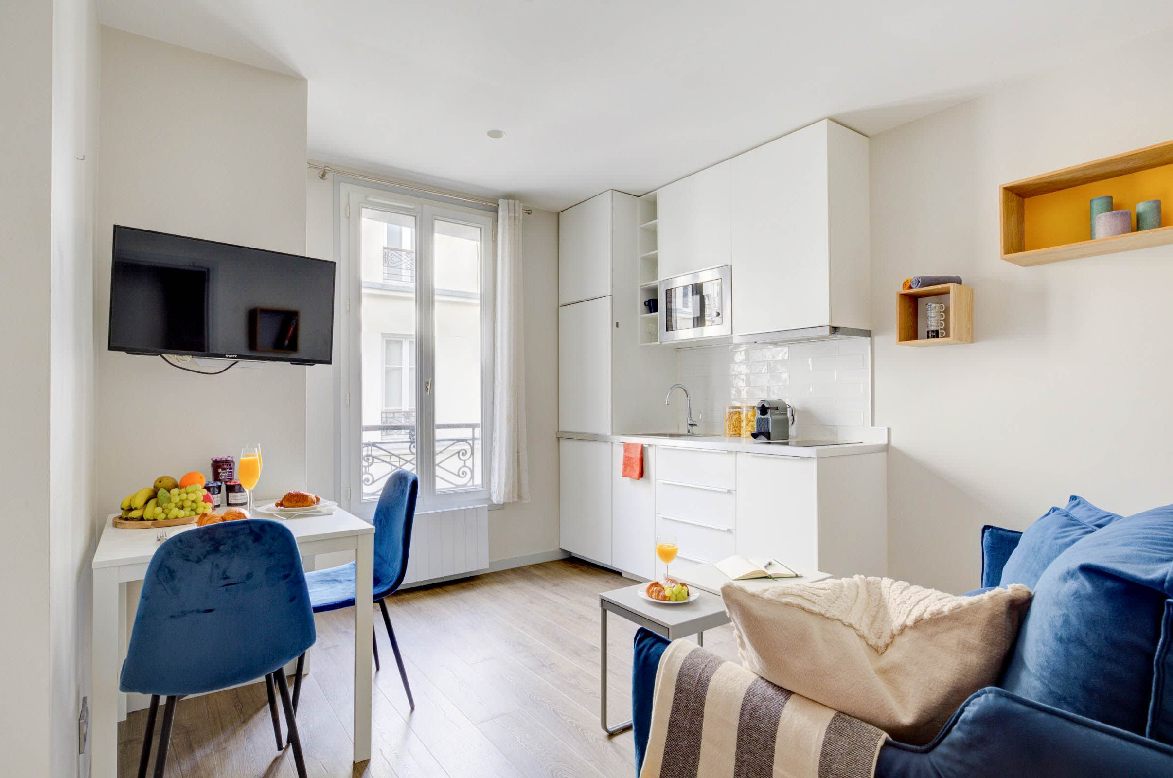 The open-plan living, kitchen and dining area