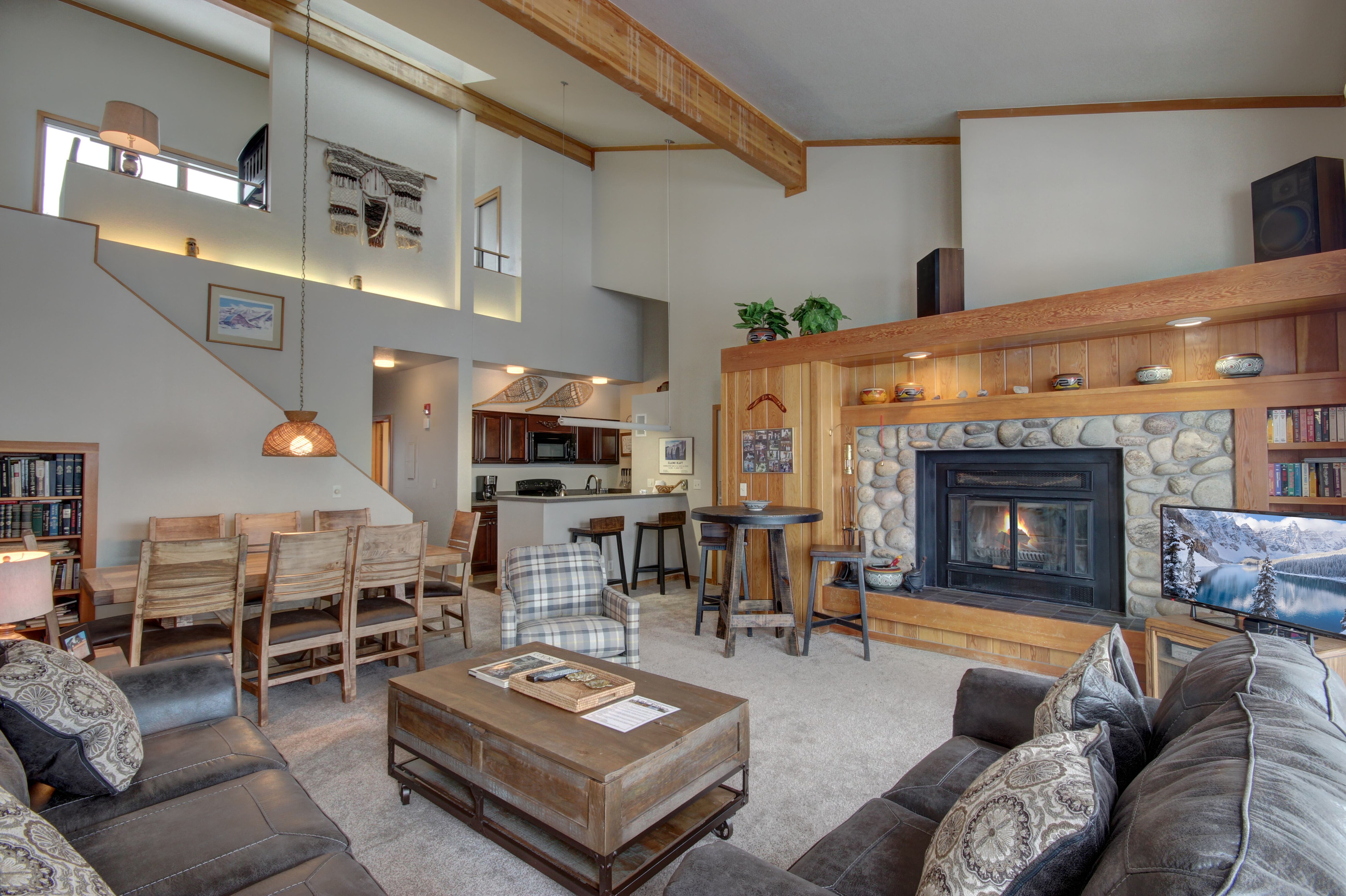 Cozy living room with relaxing fireplace