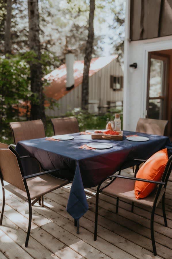 Share simple moments and good food on your forest deck.