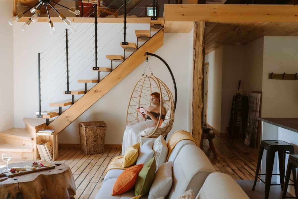 Reading in piercing chair