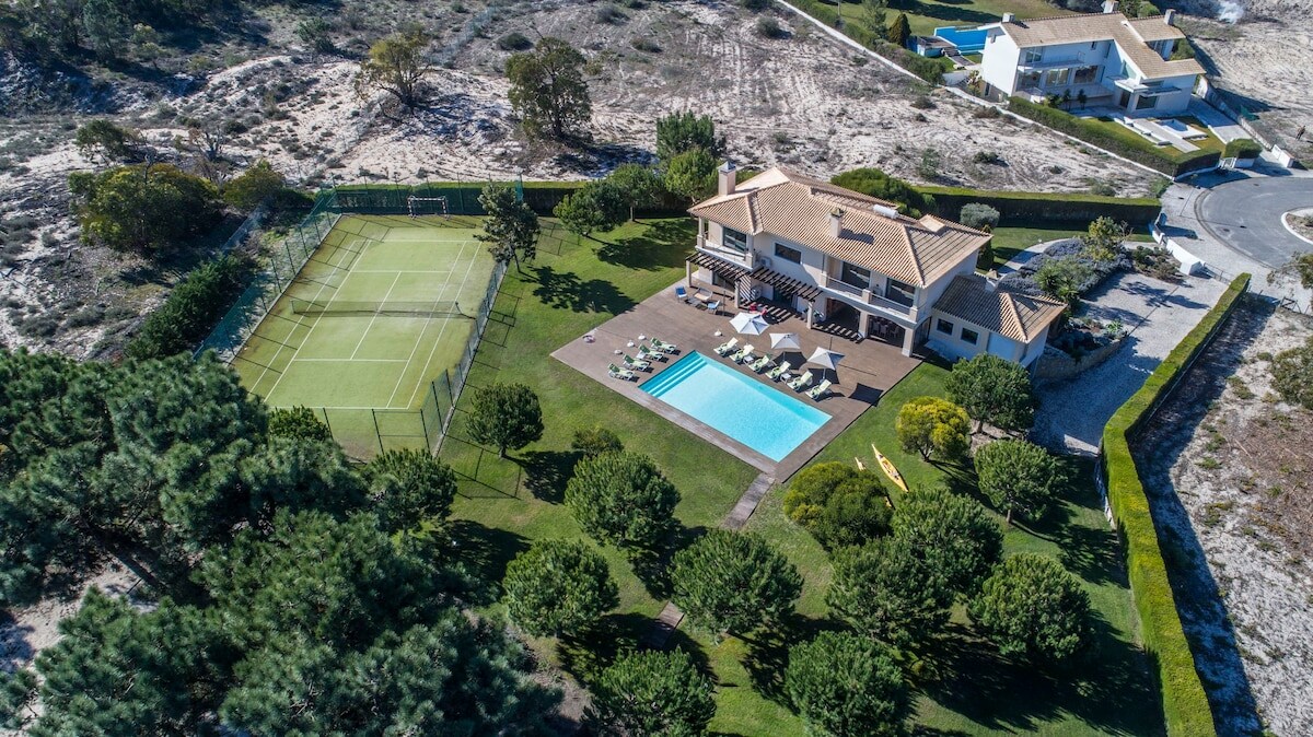 Luxury villa with tennis court.