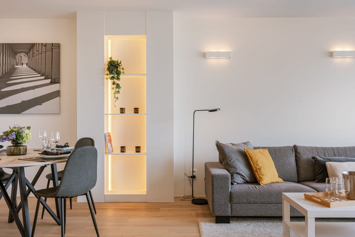 Living room and dining area