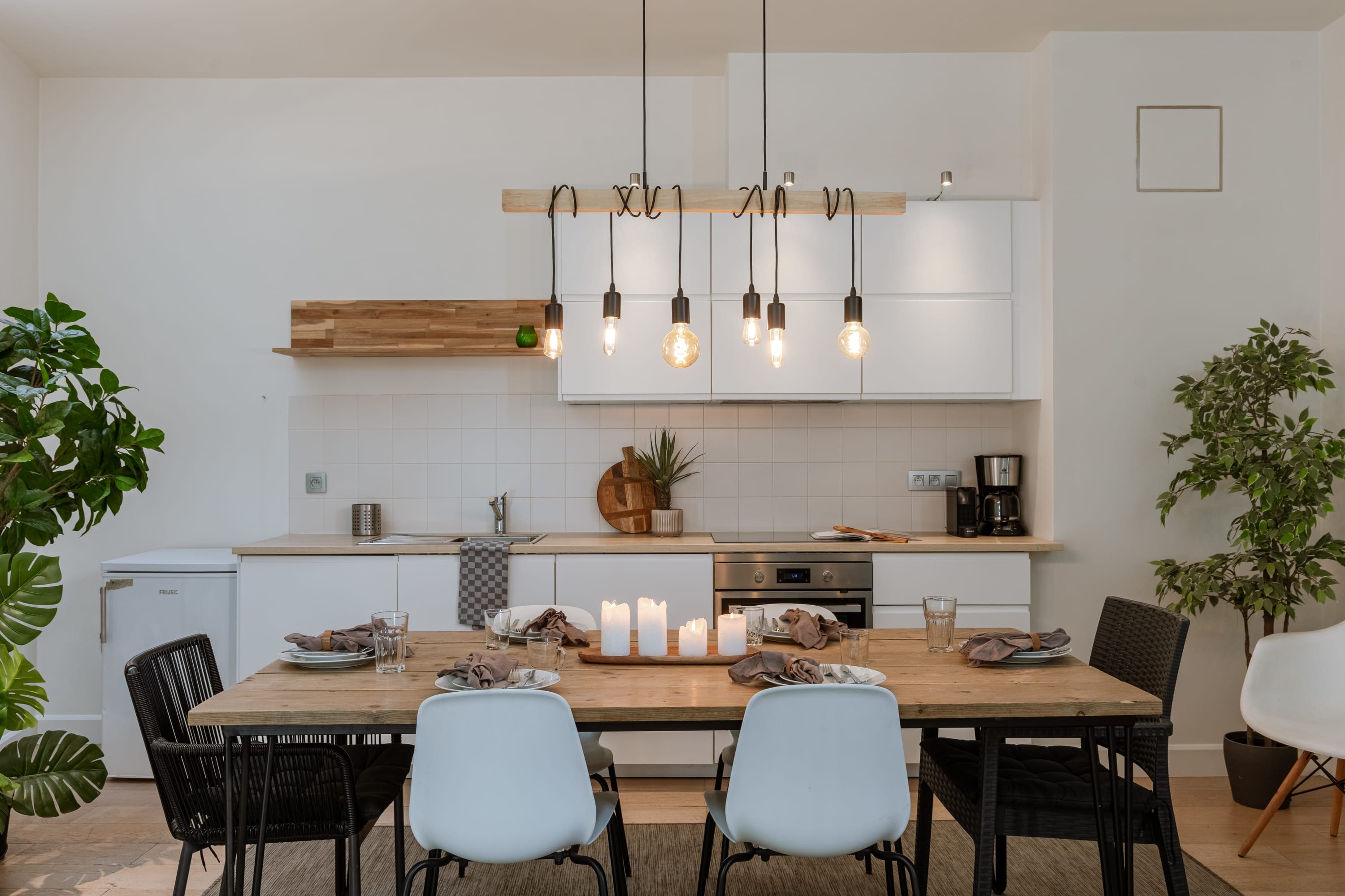 Comfortable dining area with kitchen