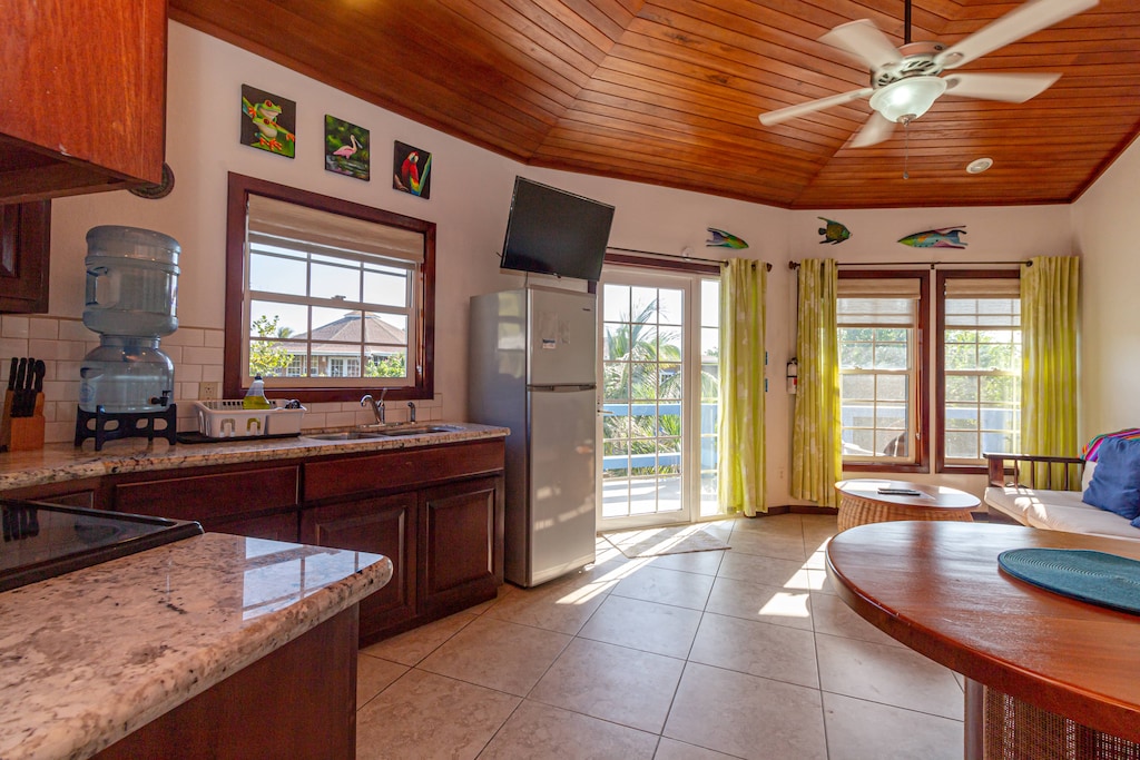 Cozy living space with views of the resort