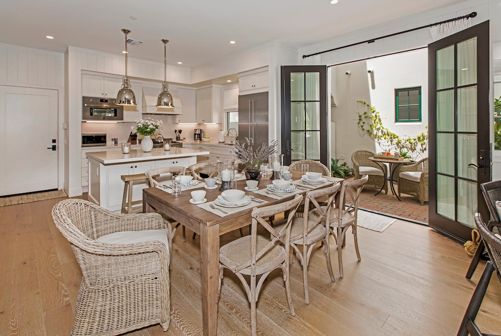 Kitchen and Dining area opening out to the patio.