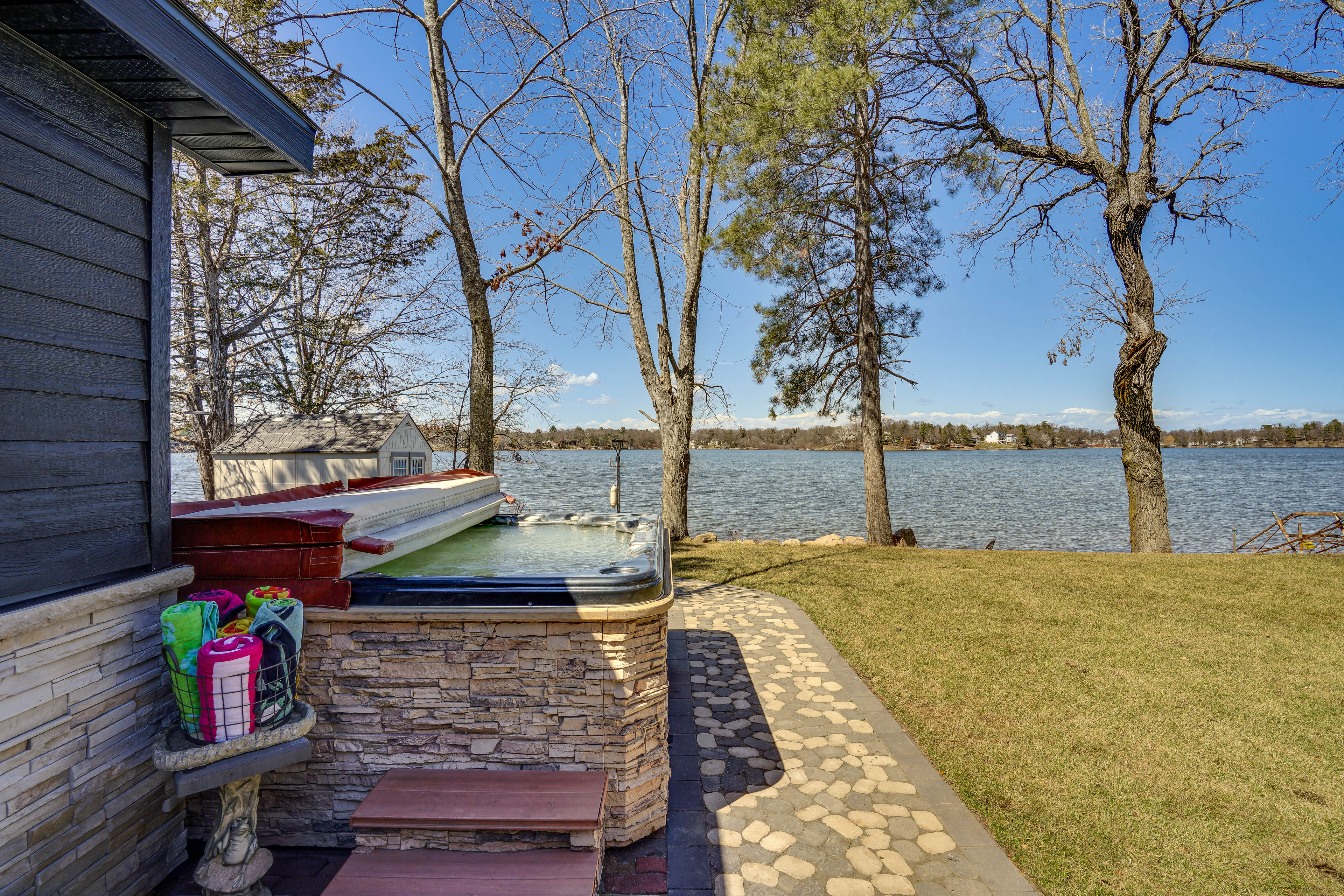 Property Image 2 - Hot Tub + Dock: Lakefront Cabin in Zimmerman!