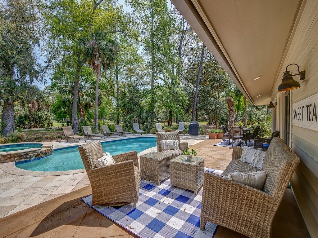 Back Patio with New Furniture at 16 Heath Drive