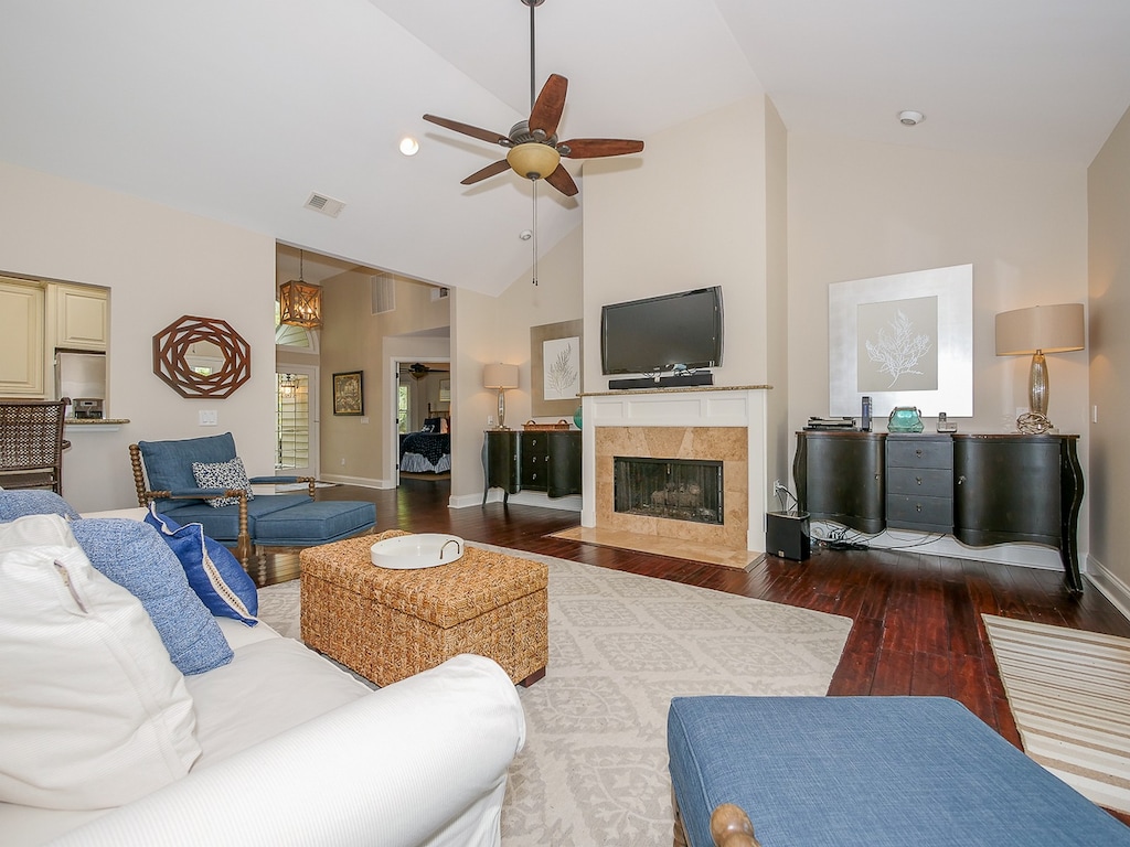 Living Room at 16 Heath in Palmettto Dunes