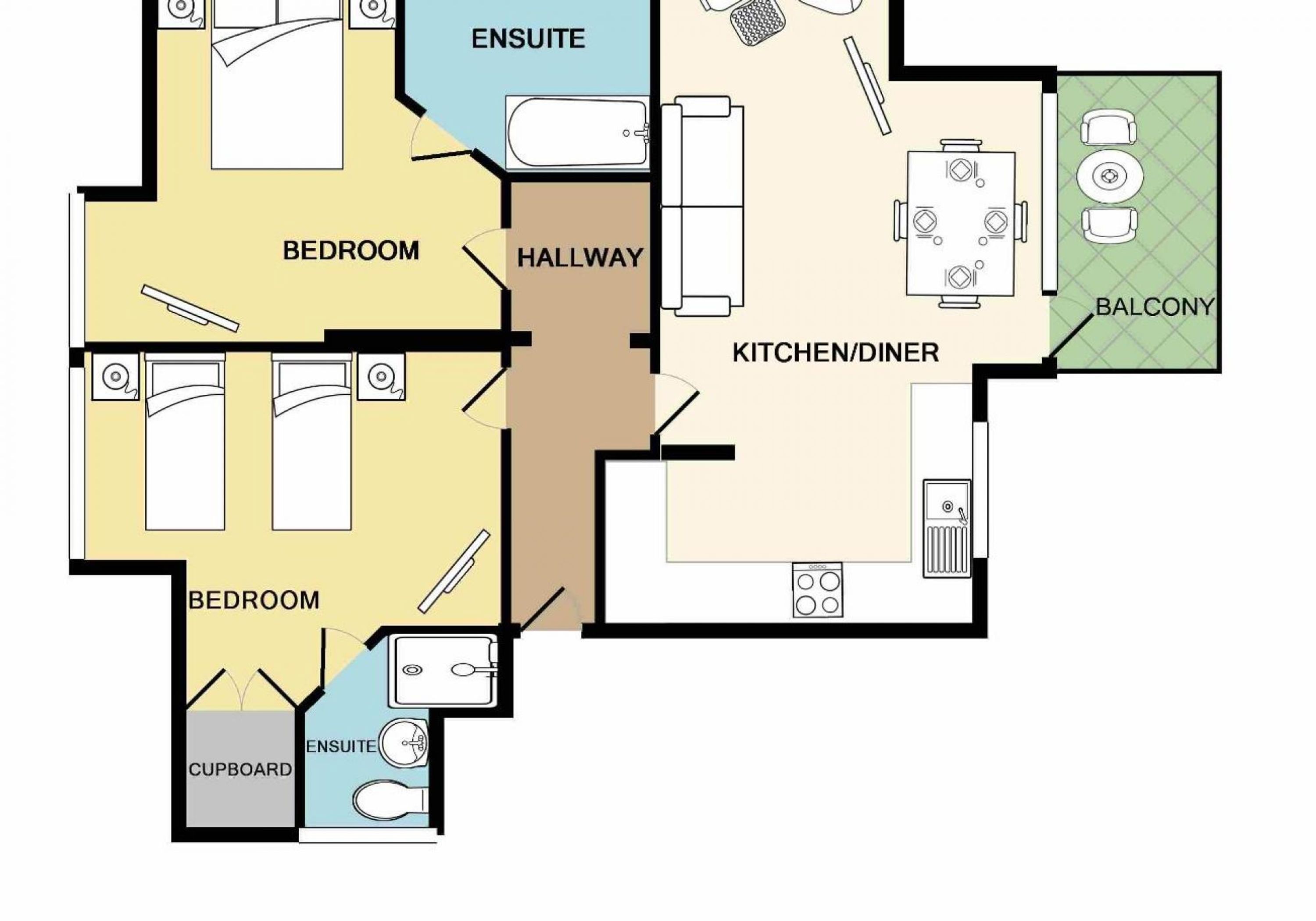 Brunswick Fab Pad - 2 Bedroom 2 bathroom Garden view balcony Brunswick Fab Pad - 2 Bedroom 2 bathroom Garden view balcony