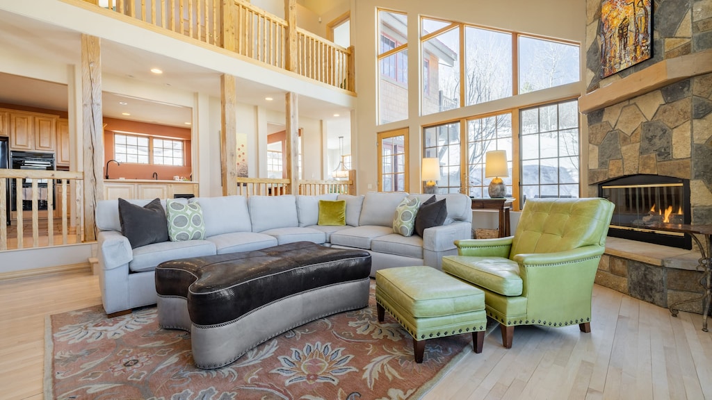 Comfortable sectional to fit a large group.