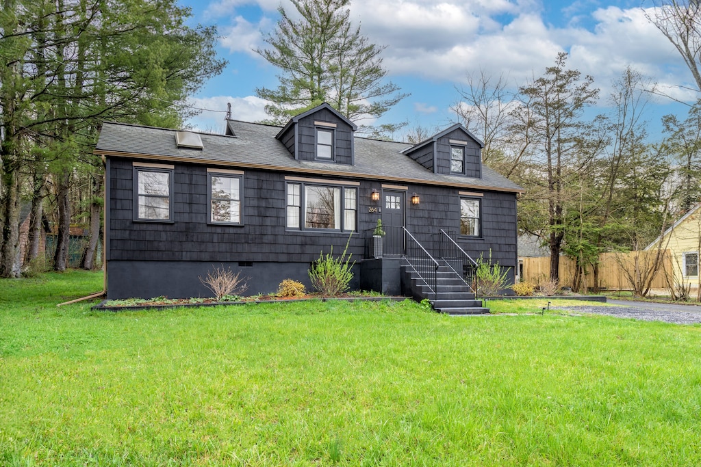 Secluded escape amidst towering trees in the Hudson Valley.