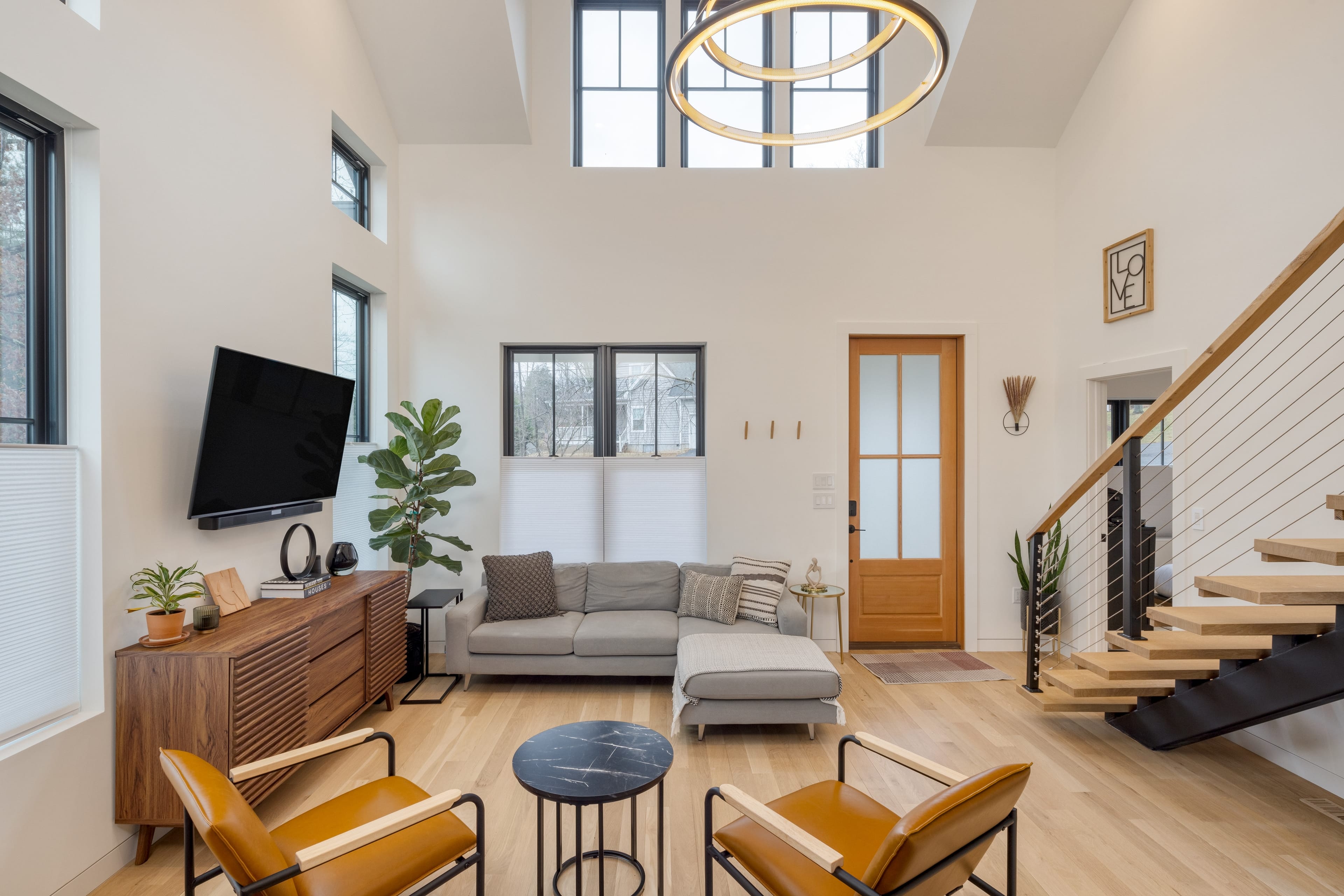 Vaulted ceilings and tons of natural light.