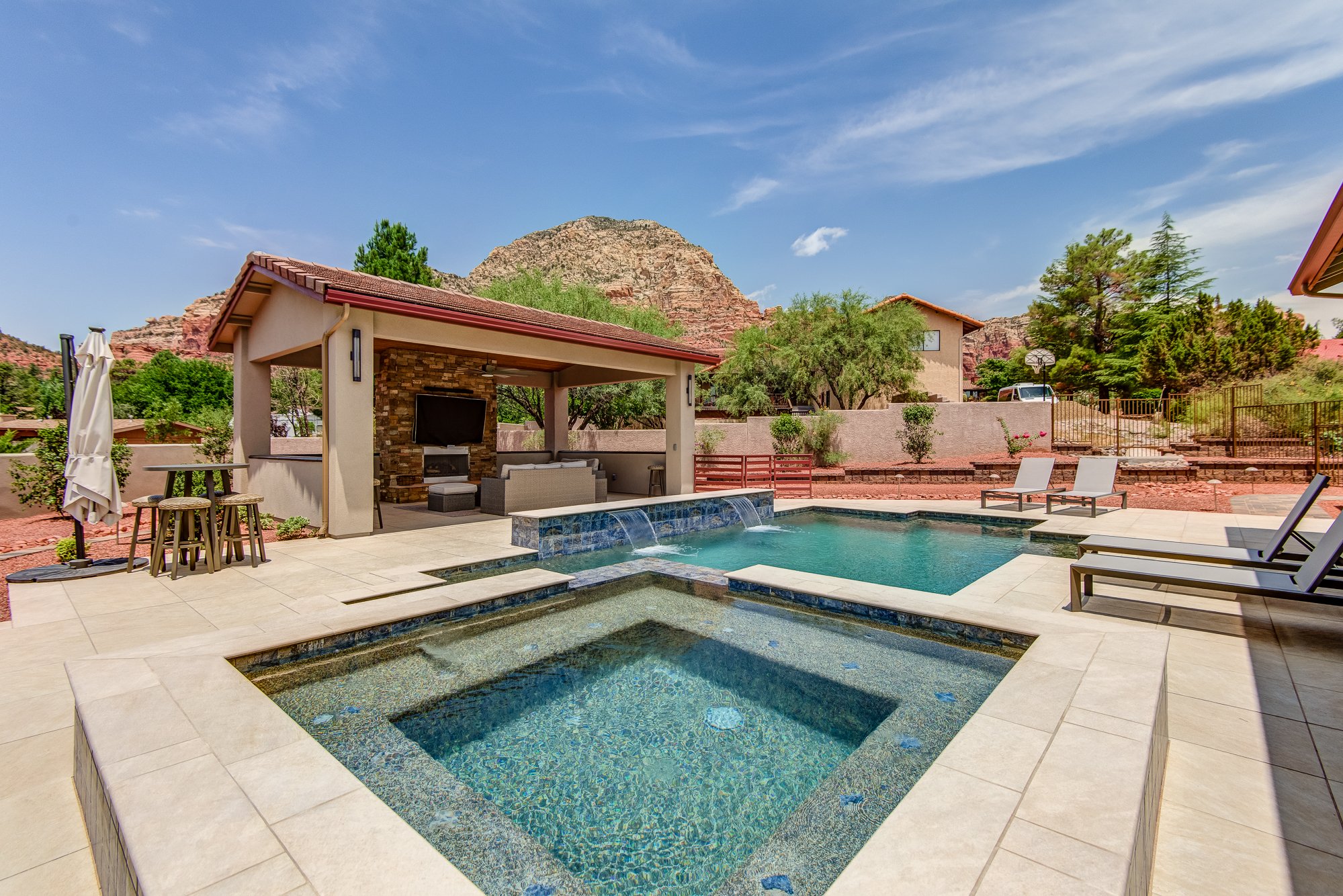 Salt Water Pool and a Very Large Hot Tub