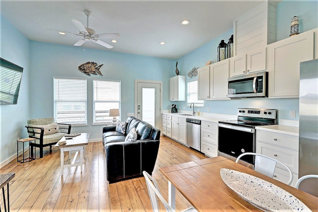 Open layout living room and kitchen